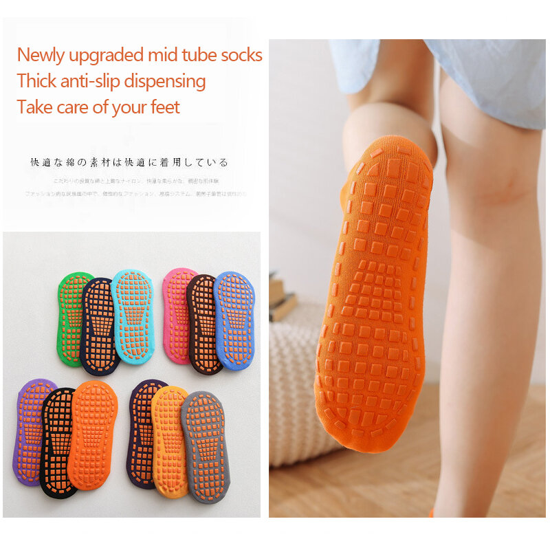 1 Pairs Baumwolle kinder Anti-slip Socken Für Jungen Mädchen Erwachsene Dünn Und Atmungsaktiv Nicht-slip Boden socken Hause Socken