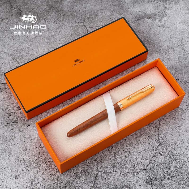 Jinhao 85 Metal/Wood Fountain Pen Golden Cap Extra Fine Nib 0.5mm Ink Pen