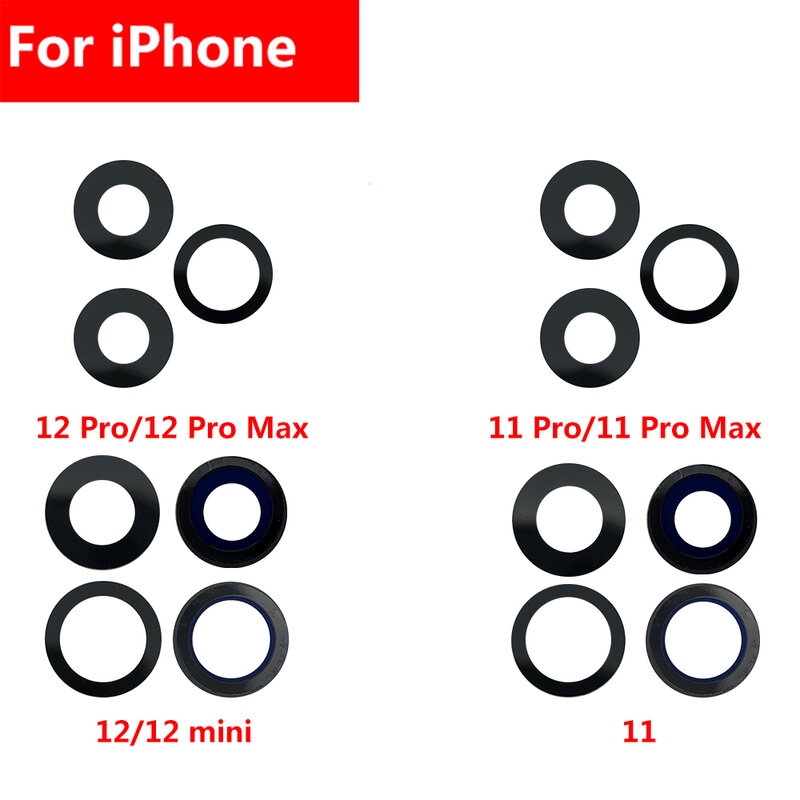 Verre de caméra arrière pour iPhone 6, 7, 8 Plus, X, Poly, XS, 11, 12 Pro Max, 12Mini, lentille de caméra arrière, pièces de rechange de réparation, outil, 2 pièces