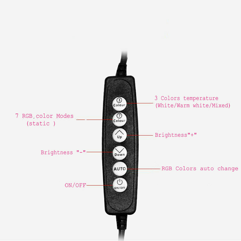 Diámetro Anillo de luz LED con USB para Selfie, 26cm, con clip para teléfono, RGB, multicolor, transmisión en vivo, fotografía, iluminación de vídeo de maquillaje de 10"