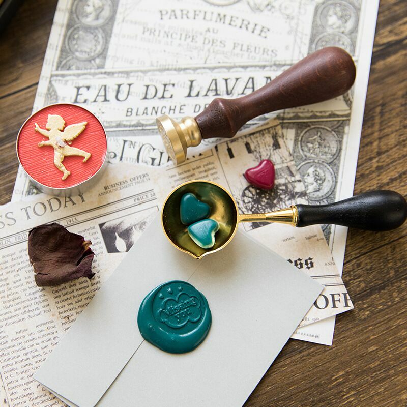 Sharkbang – Kit de cire de sceau pour enveloppe manuelle, fournitures de papeterie décoratives Kawaii, Vintage, pour bricolage, planificateur, cadeau