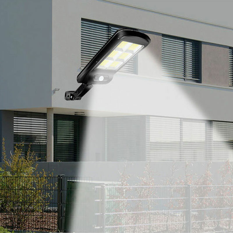 Lâmpada de parede moderna cob de alta potência, à prova d'água, sensor solar, sem fiação, indução de corpo + controle de luz