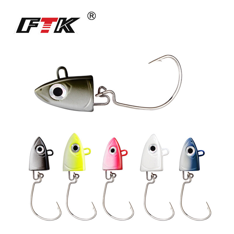 FTK-Soft Black Minnow Jig Head Fishing Lure, Iscas de silicone, Crank Hook, Iscas Wobblers, Jigging Bass, Pike Zander, 5g, 12g, 25g