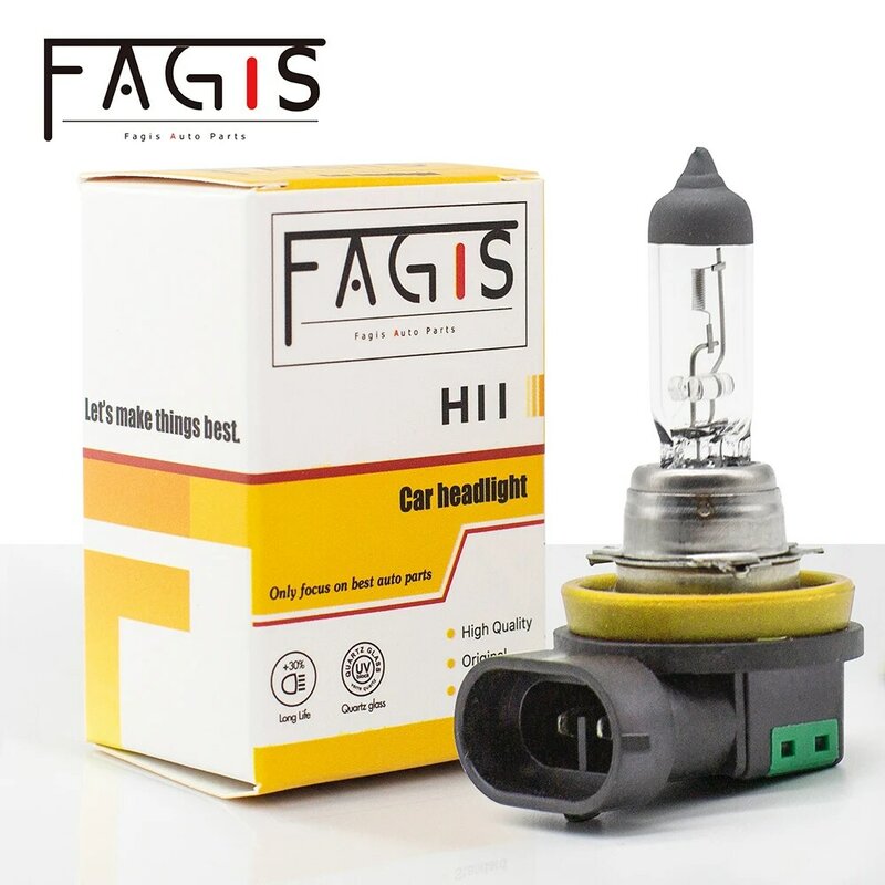 Fagis-bombilla halógena H11 para coche, Luz antiniebla de cristal de cuarzo transparente, 12v, 55w, 3350K, 1 unidad