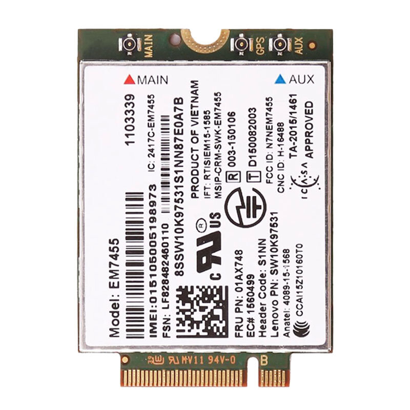 EM7455 FRU 01AX748 LTE 3G 4G Tarjeta de Thinkpad X1 carbono 5th gen X270 T470 T470S T470P t570 l570 L470 P51 P71