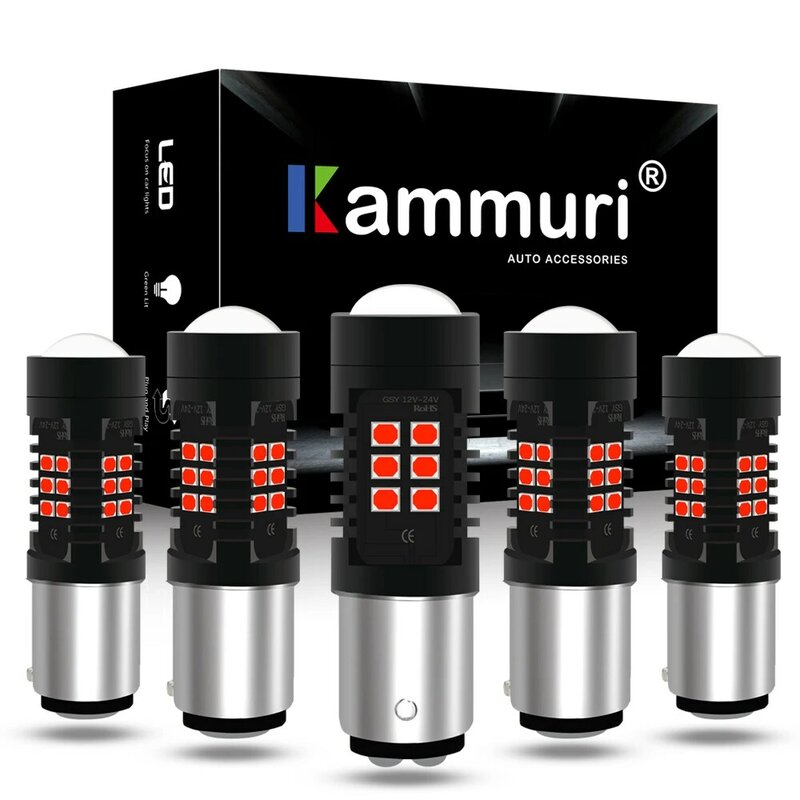 Kammuri 2x 1157 p21 5w p21/5w p21/4w pr21/5w ba15d lâmpada de led automática para freio, baw15d bay15d luz de backup drl