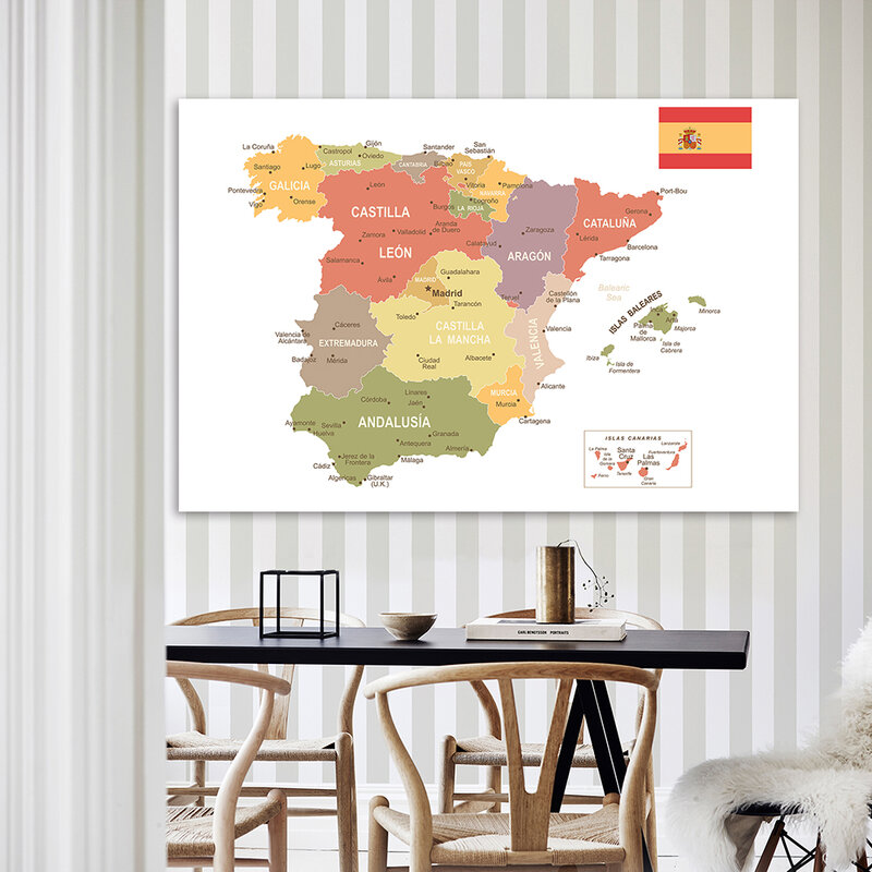 225*150 cm la mappa della spagna In spagnolo grande Poster da parete tela Non tessuta pittura ufficio decorazione della casa materiale scolastico per bambini