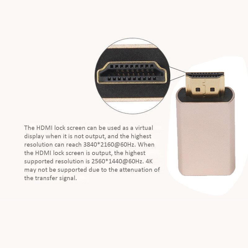 HDMI Lock Screen Signal Holder KVM HDMI2.0 Virtual Adapter EDID DDC Dummy Plug for HDMI Display Emulator Up to 3840X2160
