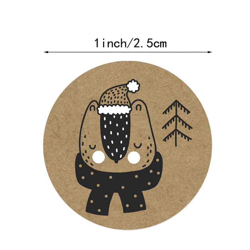 100-500 Buah 6 Desain 1 Inci Stiker Label Segel Tema Natal untuk Hadiah DIY Dekorasi Alat Tulis Amplop Paket Kue