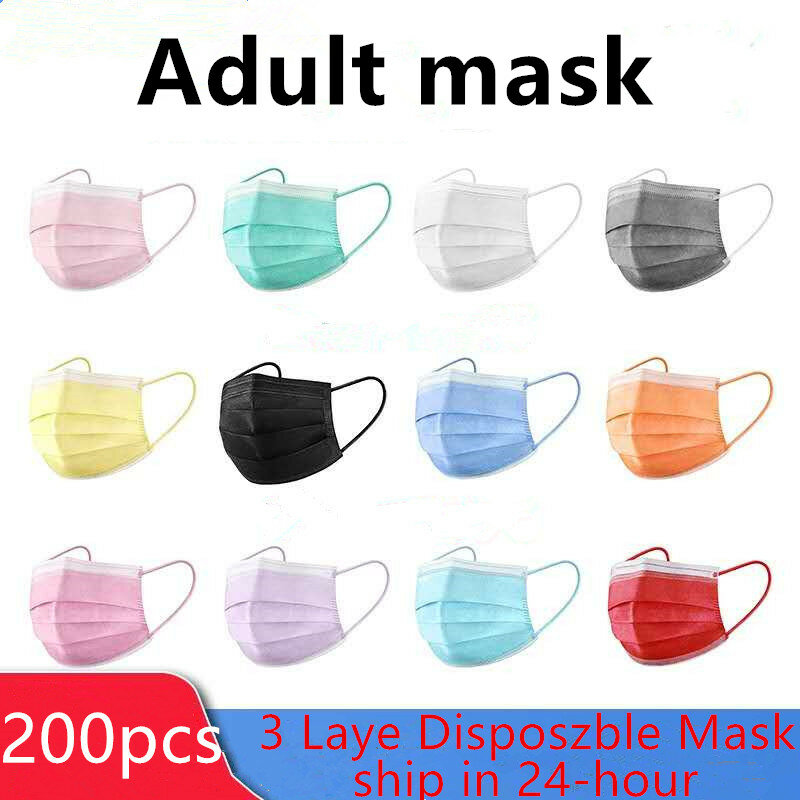 5-200 stücke Maske Einweg Nonwove 3 Schicht Filter Maske mund Gesicht maske filter sicher Atmungs Schwarz schutzmasken schnelle Shippin