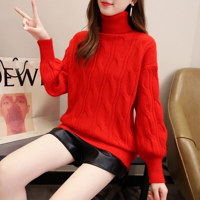 Frauen Pullover Zwei-Spitzen-Ärmel Pullover lose Pullover 2023 Herbst und Winter koreanische Version der Qi einfarbige Kleidung Frauen