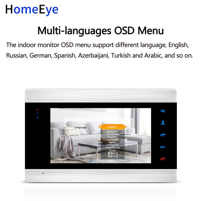 HomeEye 와이파이 IP 비디오 도어 폰 인터콤 모니터 디스플레이 화면, 홈 액세스 제어 시스템, TuyaSmart 앱 원격 제어