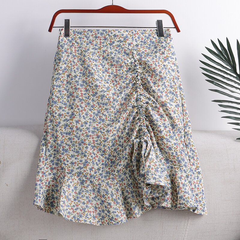 Mini jupes élégantes en mousseline de soie, imprimé Floral, mode d'été dames, Streetwear court filles, taille haute, jupe décontractée DS195