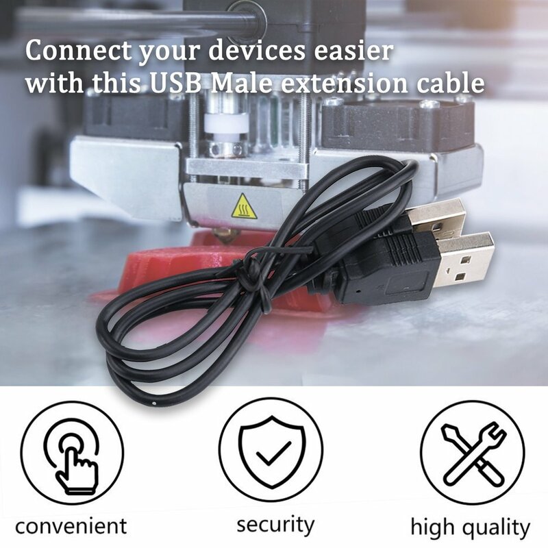 Czarny 400mm(L) USB 2.0 z męskiego na męskie złącze przedłużające Adapter kabla do przesyłania danych złącza do komputera Smart Phone