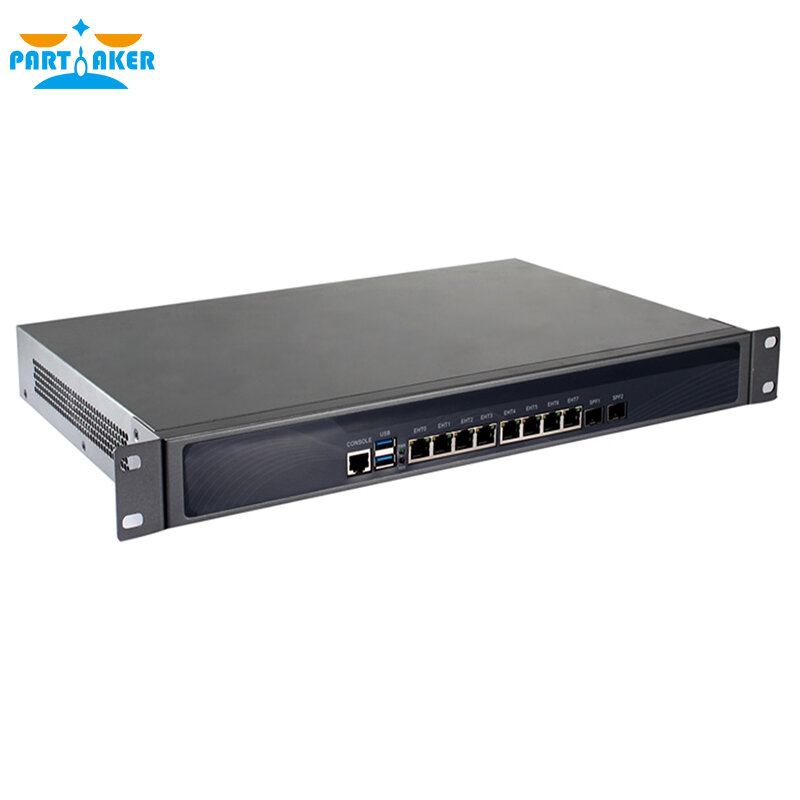 Partaker-dispositivo de seguridad de red R7 Firewall 1U, dispositivo Rackmount, Intel Core i3 3110M con 8 puertos Ethernet Gigabit de I-211 Intel 2 SFP