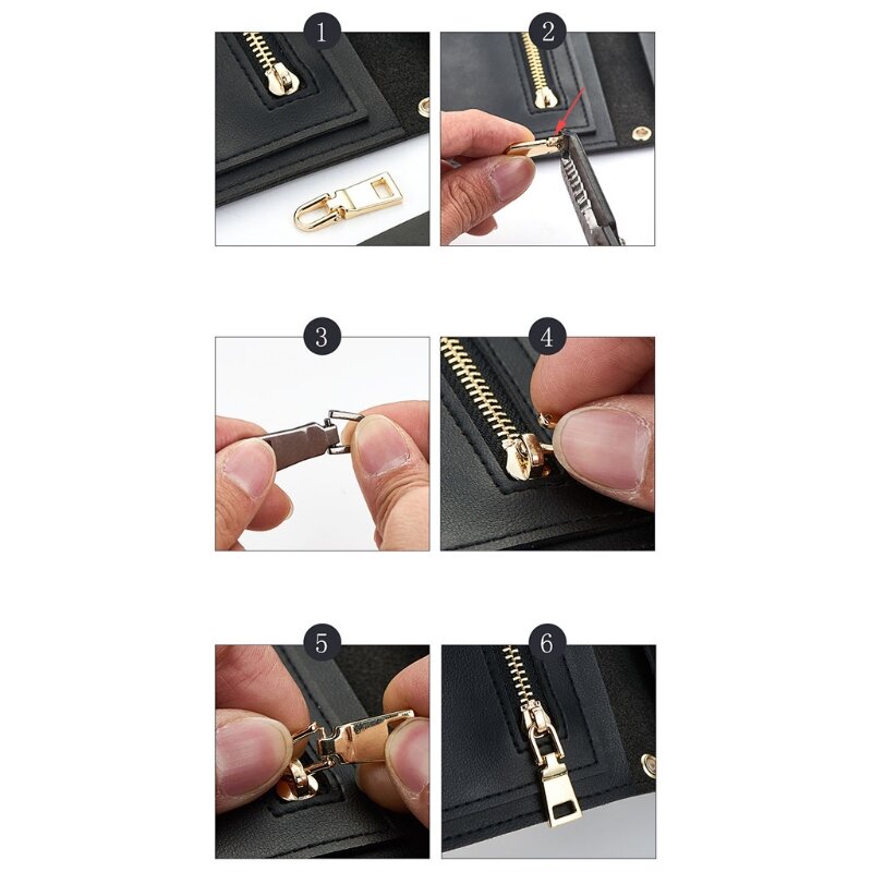 Metal Zipper Fixer Repair Replacement Pullers Kits Metal-Plated Zippers Sliders for Backpack Suitcase Jacket Bags Coat G5AE