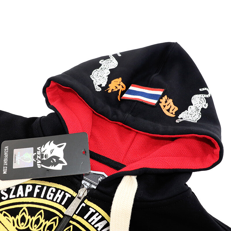 VSZAP MMA Hoodie Muay Thai Tiger Kampf Hoodies Fleece Jacke Männer Sweatshirts Lauf Gym Boxing Kampfkunst Mantel Hoodie