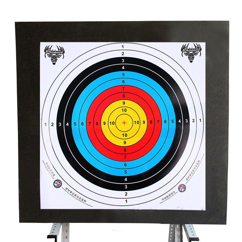 Papel de alvo de tiro com arco, equipamento de tiro com arco e flecha, acessório de treino de tiro com arco, 60x60cm com 10 peças