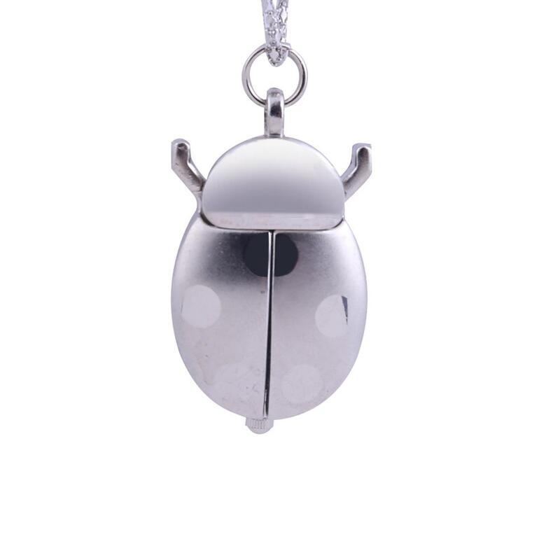 Silver Beetle-reloj de bolsillo de cuarzo para hombre y mujer, accesorio de moda, regalo con cadena
