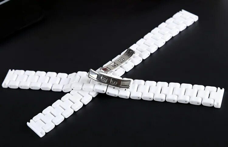 Mulheres pulseira de relógio de cerâmica 14mm 16mm 18mm pulseira de relógio branco pulseira de relógios banda não desaparecer resistente à água