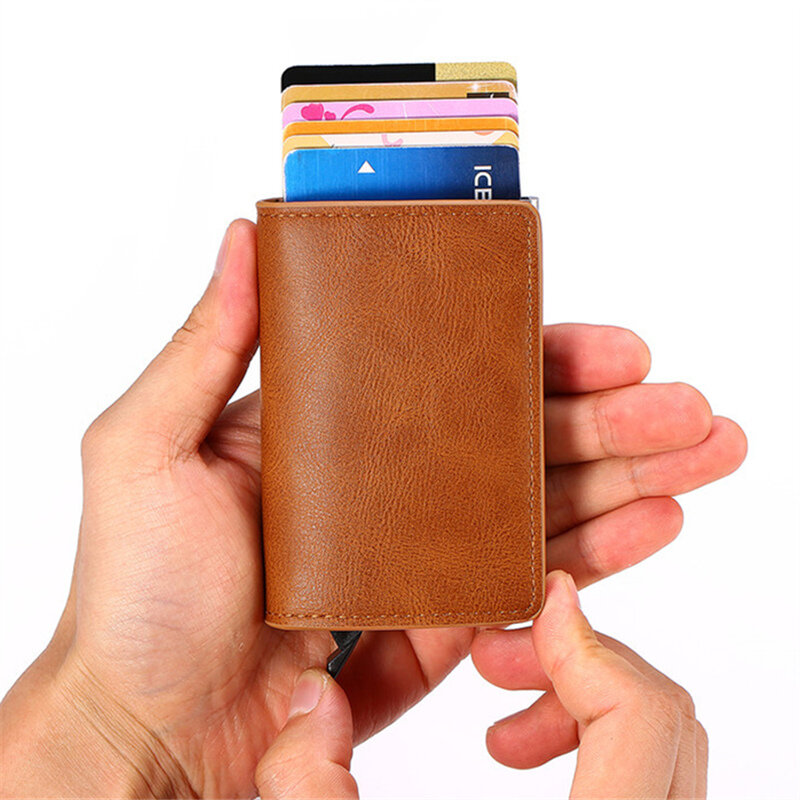 ZOVYVOL RFID 차단 남성용 지갑 신용 카드 홀더 가죽 은행 카드 지갑 케이스, 카드 홀더 보호 지갑 알루미늄 상자