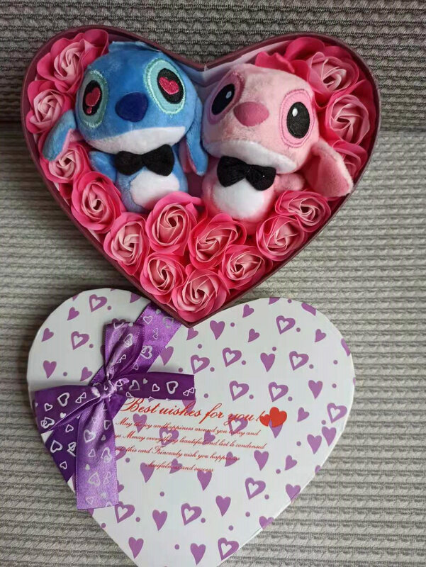 Kerajinan Tangan Stitch Mewah Mainan Boneka Hewan Karangan Bunga Kecil Kotak Hadiah Kreatif Hadiah untuk Valentine Ulang Tahun Hadiah Kelulusan