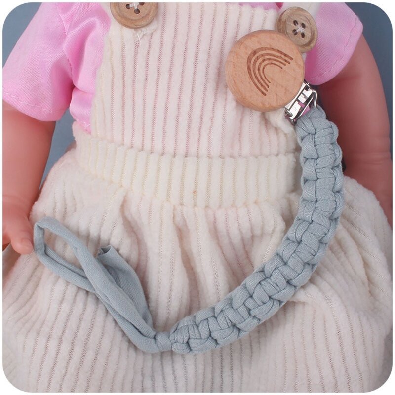 Arco-íris chupeta clipe dentição anel faia clipe de pano de algodão trançado bebê chupeta titular corrente para bebê crianças