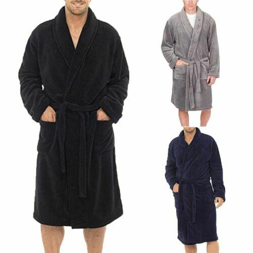 Jubah mandi untuk pria, pakaian tidur Kimono flanel hangat musim dingin jubah mandi pria nyaman