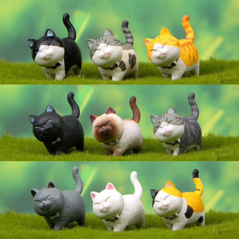 Ornamen Kucing Lucu Lucu Lonceng Kucing Hewan Peri Taman Patung-patung Aksesoris Dekorasi Rumah Desktop Model Hadiah Ulang Tahun Gif