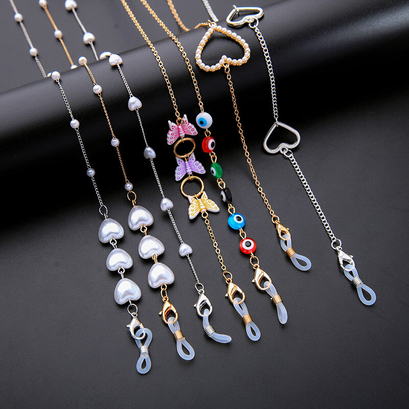 MOPAI Mask Sunglass Chains For Women Men Black Gold Silver Color Alloy Beads Antislip Chains Fashion 2021 Accessories Wholesale