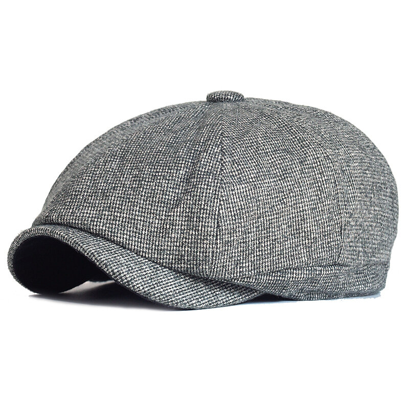 Зимние плотные теплые кепки газетчика, Мужская мягкая восьмиугольная шапка для мужчин, кепки с детективом, плоские кепки в стиле ретро для водителя