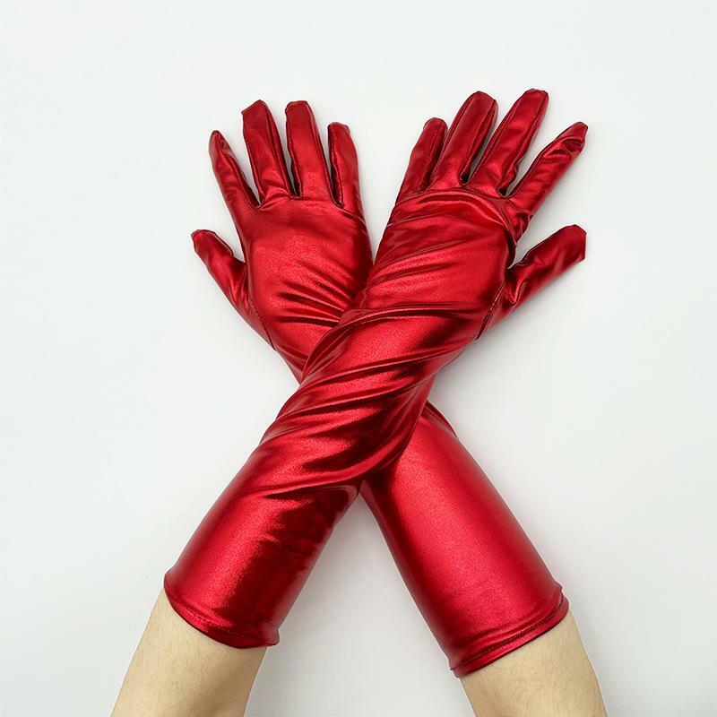 Крутые перчатки, модные пикантные облегающие лакированные кожаные тянущиеся перчатки средней длины, перчатки для Хэллоуина, сцены, ночного клуба, танвечерние