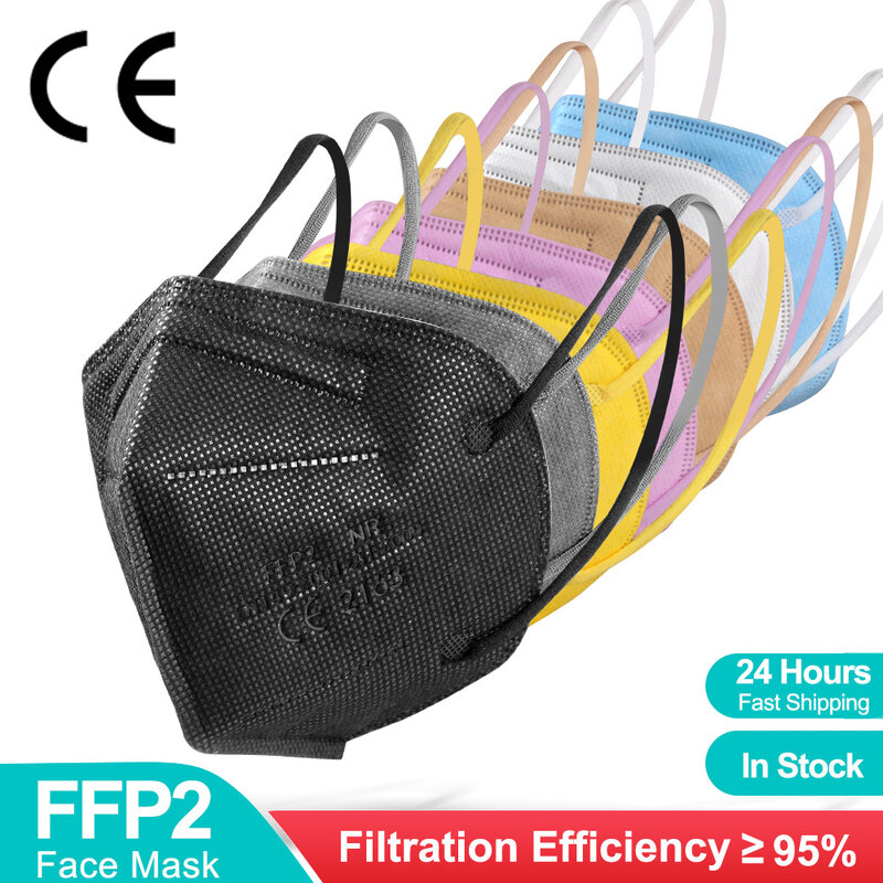 10/50/100 FFP2 Mask Multicolor Adult 5 Layers Black KN95 Mascarillas Respirator Fabric Filter Face Mask Protective Mouth Masque