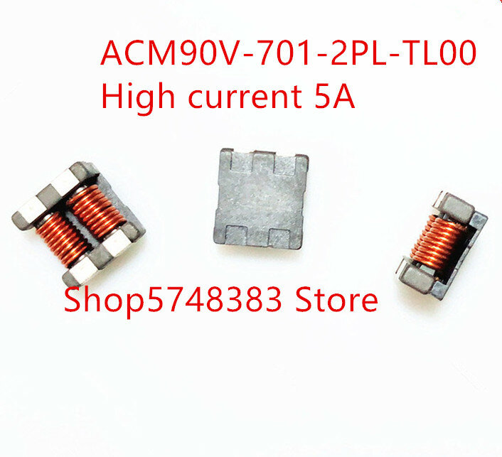 10 Buah/Banyak SMD Mode Umum Induktor Acm90v-701-2pl-tl00 Acm90v Modus Umum Filter Tinggi Saat Ini 5A