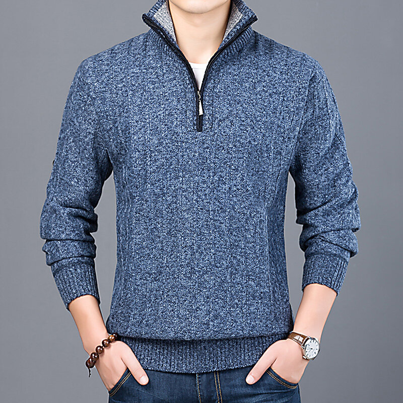 Liseaven Sweater Turtleneck pria, pakaian Sweater pullover tarik Homme baru