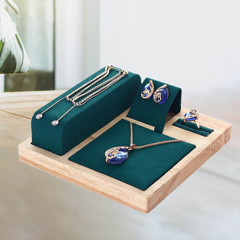 Kayu Perhiasan Tampilan Berdiri Kalung Cincin Anting Pemegang, Lembut untuk Sentuhan Perhiasan Organizer Mall Kualitas Tinggi Menunjukkan Rak