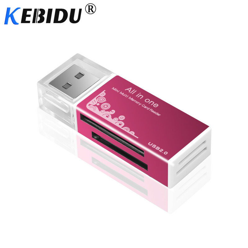 Kebidu-leitor de cartão de memória multifuncional usb 2.0, leitor de cartão multisd/sdhc mmc/rs mmc tf/microsd ms/ms pro/ms duo m2, atacado