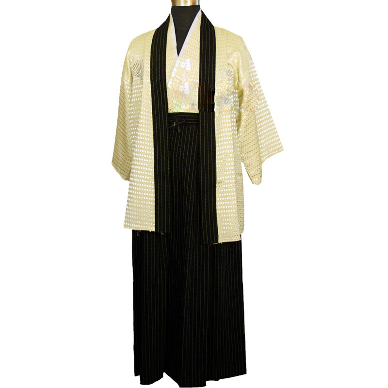 Kimono Tradisional Jepang Yukata untuk Pria Fashion Jepang Kimono Lengan Panjang Samurai Asia Pakaian