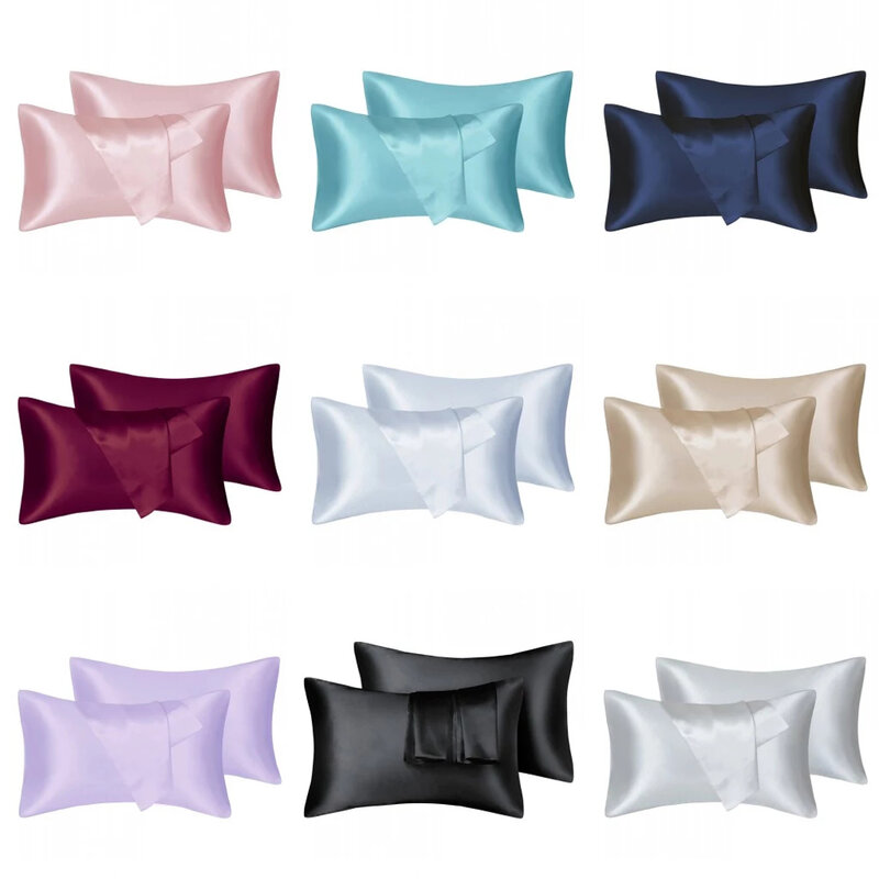 SilkY Satin Pillowcase Envelope Design Imitate Silk Satin Queen King Size For Hotel Home Soft Healthy Cushion Cover