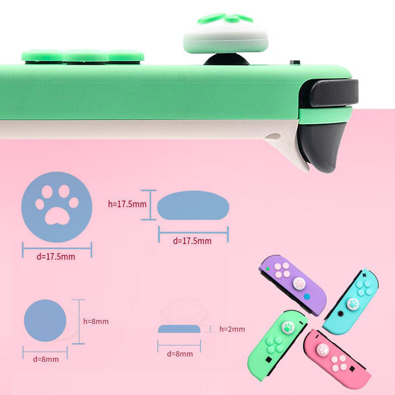 สติ๊กเกอร์ปุ่มจอยสติ๊ก Thumb Stick Grip Cap สำหรับ Nintendo สวิทช์ Oled Joy-Con Controller ผิวที่มีสีสันกรณี