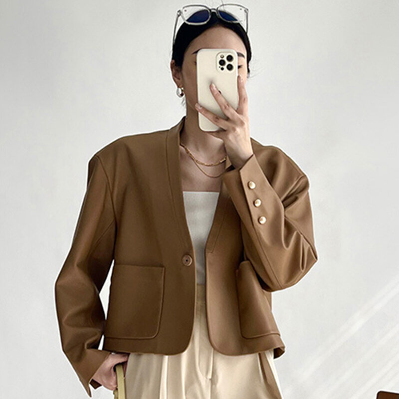 Jassen – veste en cuir véritable pour femme, Trench-Coat tendance en peau De mouton