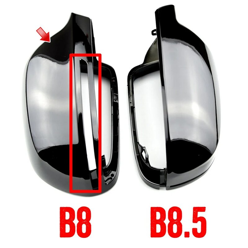 Bright black full replacement with clips car door side mirrors caps rearview mirror cover for Audi A4 A5 B8 A3 8P A6 C6 Q3