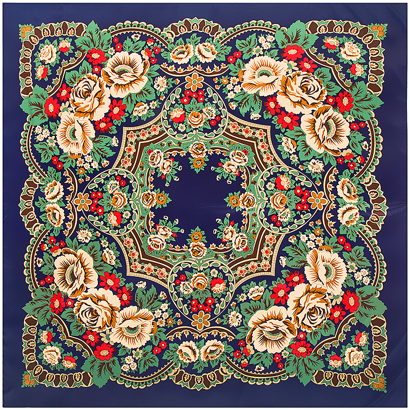 Lenço de seda feminino com estampa boêmia, turbante floral, hijab grande, lenço quadrado, xale, marca de luxo, inverno, novo, 130cm, 2021