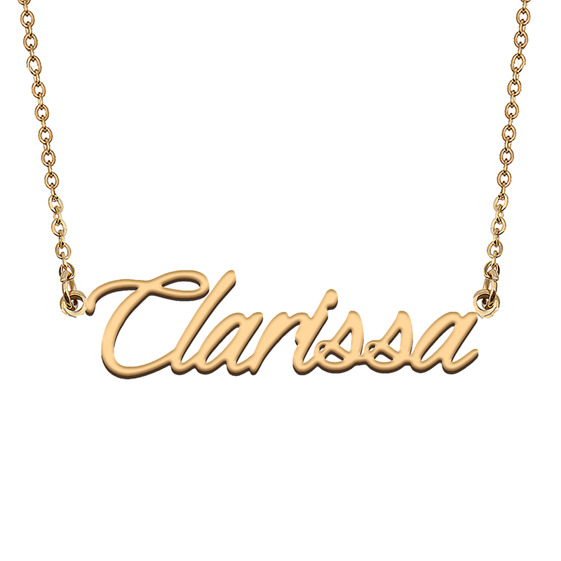 Clarissa Kalung Nama Kustom Choker Liontin Kustom Hadiah Perhiasan Pribadi untuk Hadiah Natal Wanita Anak Perempuan Teman