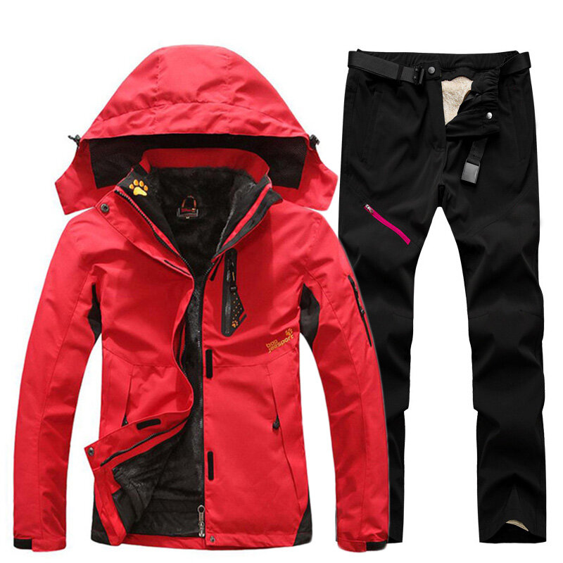 Kombinezon narciarski dla kobiet na zewnątrz wodoodporne termiczne 2 w 1 Snowsuit do jazdy na nartach i snowboardzie kurtki zestawy Plus rozmiar damskie zimowe garnitur