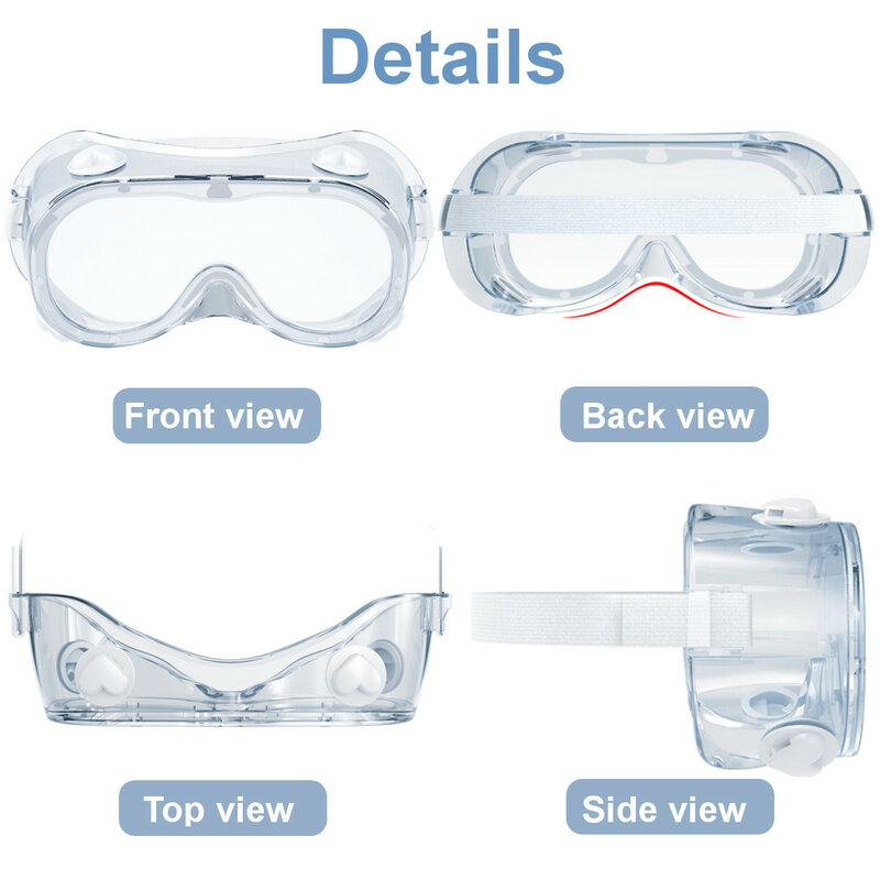 Gafas protectoras de seguridad de 2 tipos, gafas de visión amplia, respirador indirecto desechable, antiinfección, antisalpicaduras, antiniebla