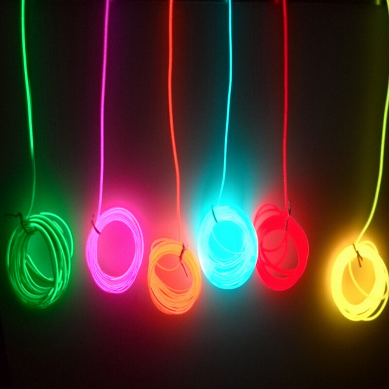 2m/3m/5M 3V Flexible Neon Light Glow EL Draht Seil rohr Kabel Streifen LED Neon Licht Schuhe Kleidung Auto party dekorative controller