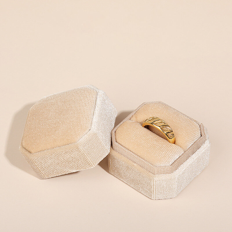 Ottagono quadrato anello di velluto scatola coperchio staccabile orecchini Vintage supporto per cimeli per proposta di fidanzamento cerimonia nuziale nuziale