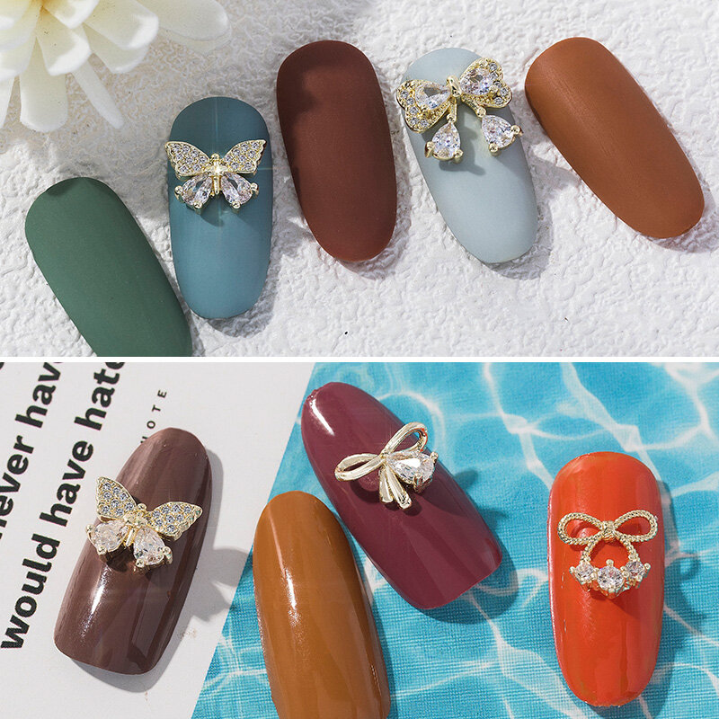 HNUIX najnowszy 1 sztuk paznokci artystyczny motyl Ornament Flash cyrkon Rhinestone Manicure dekoracje kamienie motyl paznokci spinka ze stopu