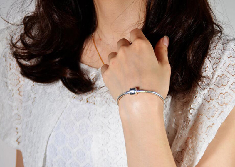 Pulseira de prata refinada 90%, bracelete liso para mulheres e homens, joia diy presente